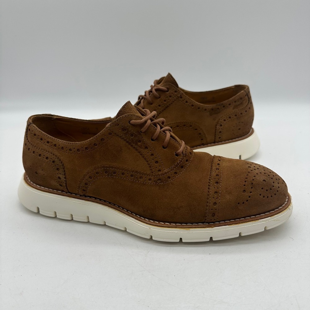 Armani Collezioni 1904 Mens 9 Brown Suede Wingtip Oxford Hybrid Brogue Shoes